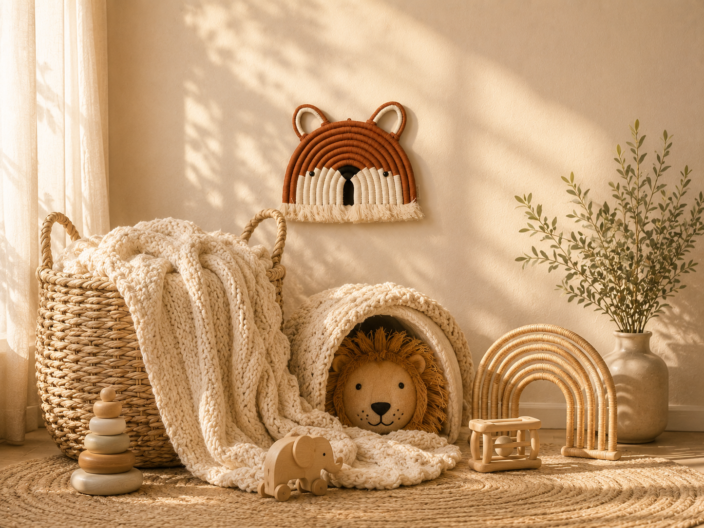 Handmade Macramé Fox Wall Hanging — Brown
