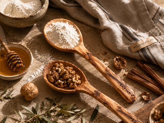 THE GROVE COLLECTION — SERVING SPOONS | SET OF 2 Handcrafted Olive Wood Serving Spoons