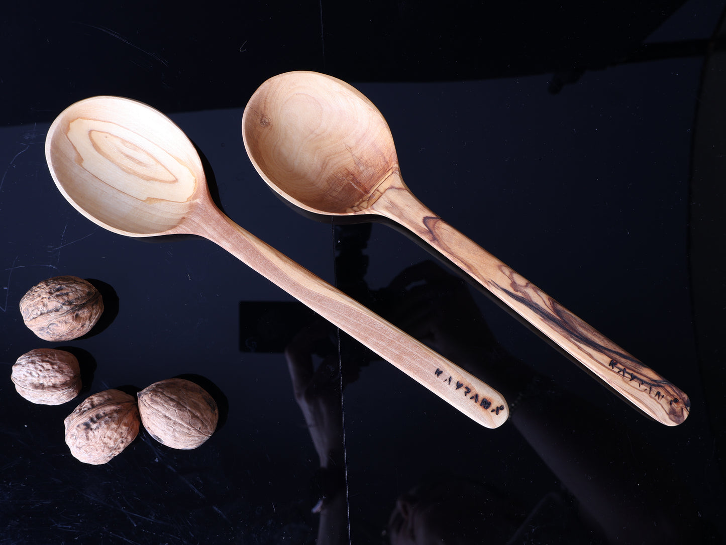THE GROVE COLLECTION — SERVING SPOONS | SET OF 2 Handcrafted Olive Wood Serving Spoons